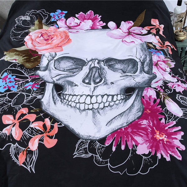 Skull Floral Bedding Duvet Cover Set
