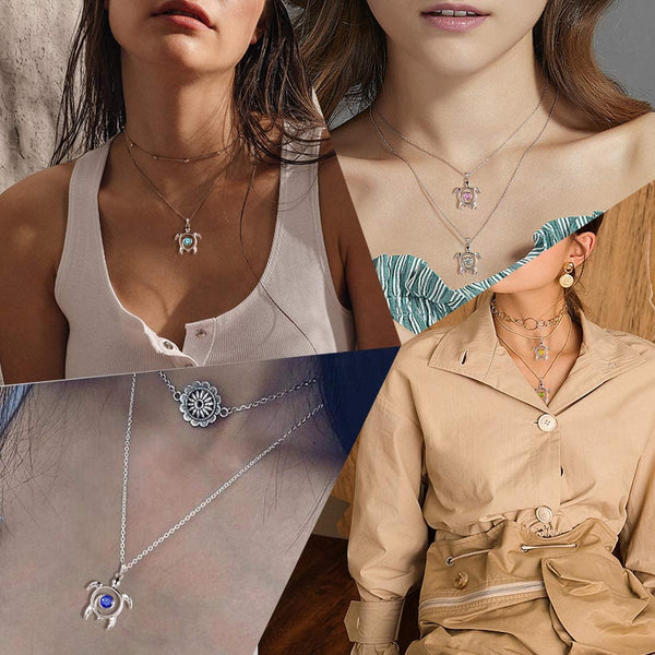 Spiral 925 Sterling Silver Sea Turtle Birthstone Necklace