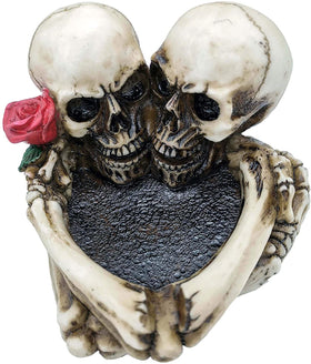 Skeleton Skull Rose Lover Never Die Resin Ash Tray