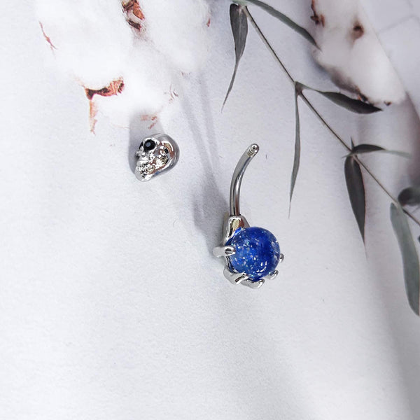 Surgical Steel Skull Navel Belly Button Ring