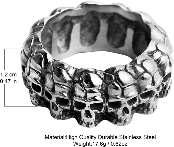 Men Gothic Stainless Steel Skull Head Ring