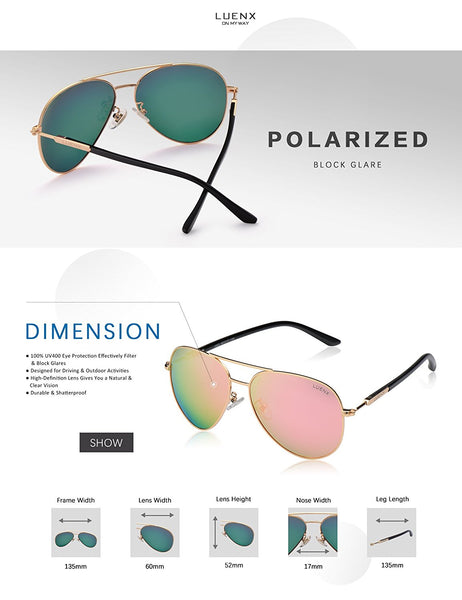 Aviator Polarized Sunglasses For Women with Case - UV 400 Protection 60MM