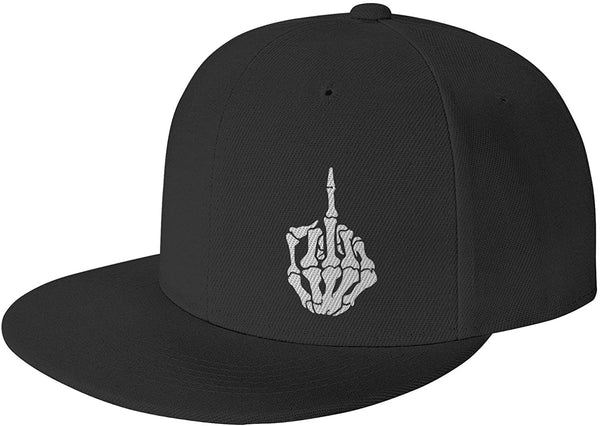 Adjustable Skull Mesh Middle Finger Snapback Hat