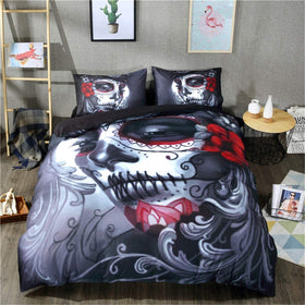 Skull Bedding Duvet Cover Set Queen (1 Duvet Cover +2 Pillowcases),