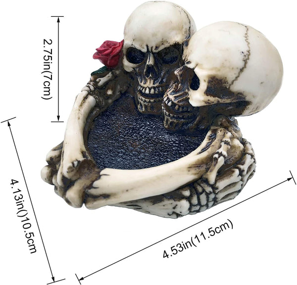 Skeleton Skull Rose Lover Never Die Resin Ash Tray
