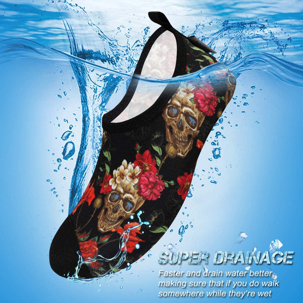 Women Skull Flower Water Barefoot Shoe