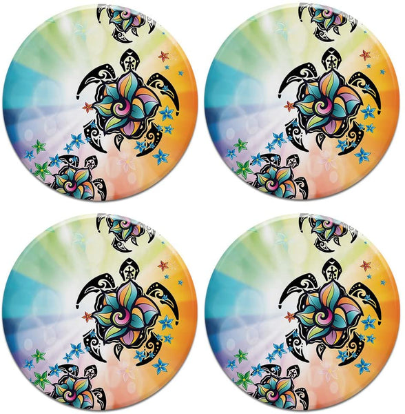 Ceramic Stone Floral Turtle 4pcs Set Coasters