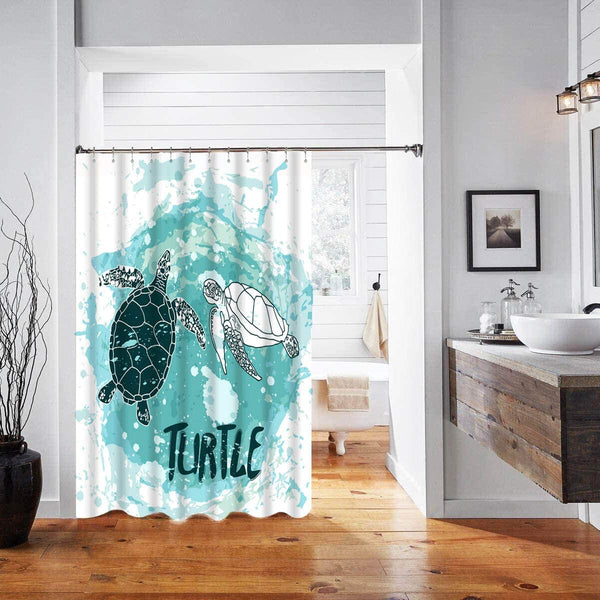 Nautical Beach Sea Turtle Shower Curtain with Hooks,72 x 72 Inch