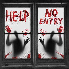 2PCS Halloween Haunted House Decoration Window Door Cover