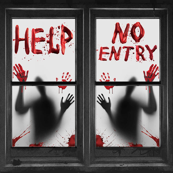 2PCS Halloween Haunted House Decoration Window Door Cover
