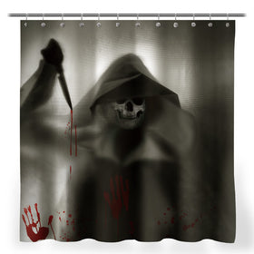 Black Shadowy Skull Shower Curtain