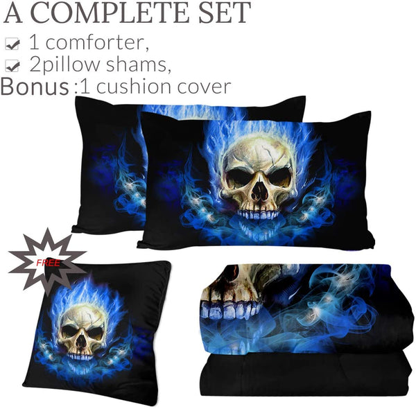 Skull Print Comforter 4 Piece Set