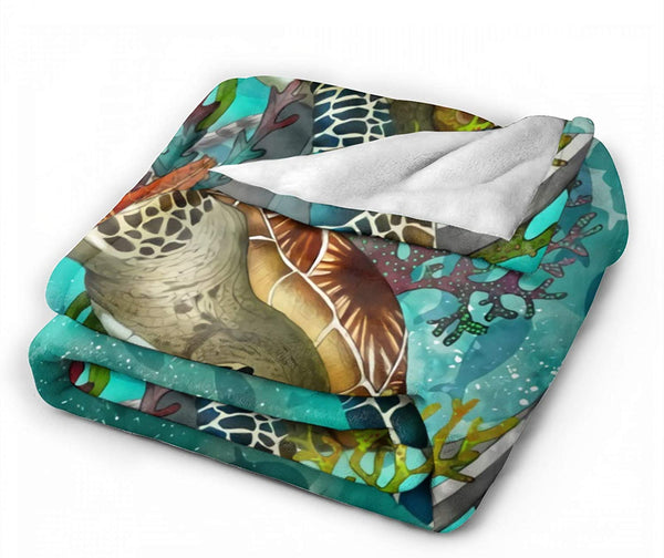 Sea Turtle Fleece Throw Blanket Home Decor 80"X60" Large