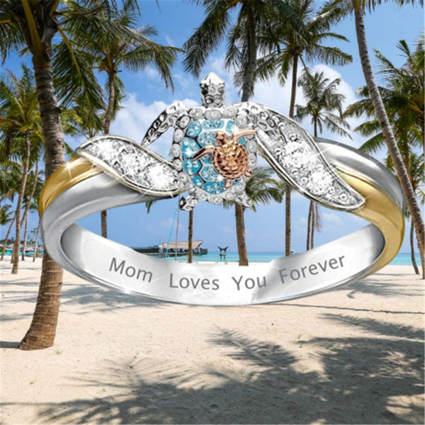 Sea Turtle Mom Loves You Forever Ring