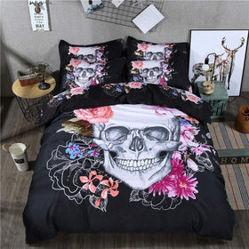 Skull Floral Bedding Duvet Cover Set