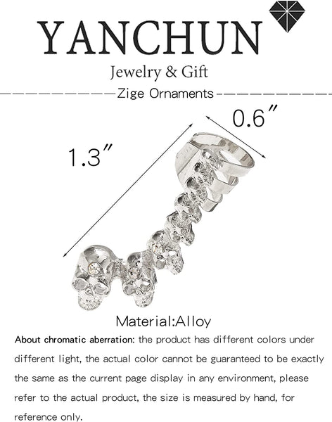 Skull Ear Cuff Layered Piercing Earrings