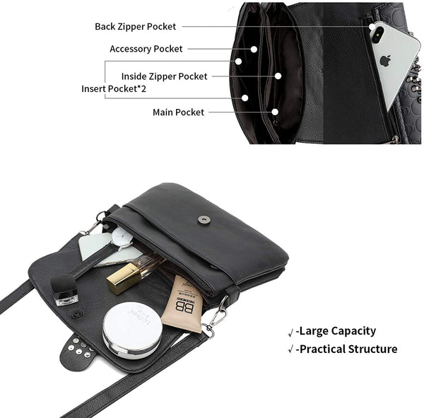 Gothic Skull Rivet Cross Body Bag