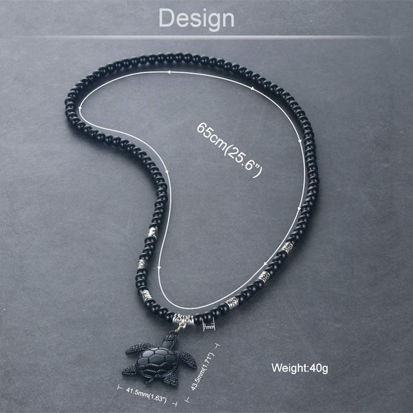 3pcs/Pack Leather Beads Novelty Sea Turtle Pendant Necklace