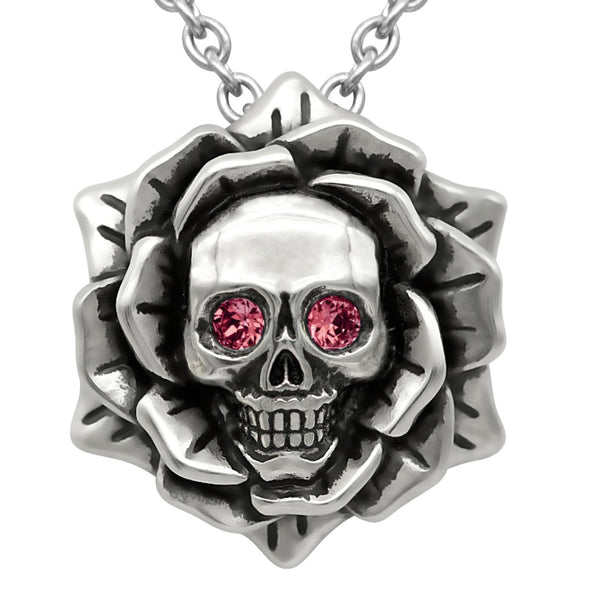 Skull Rose Birthstone Necklace