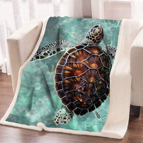 Sea Turtle Fleece Throw Blanket Super Soft Sherpa Blanket (60 x 80 Inches)