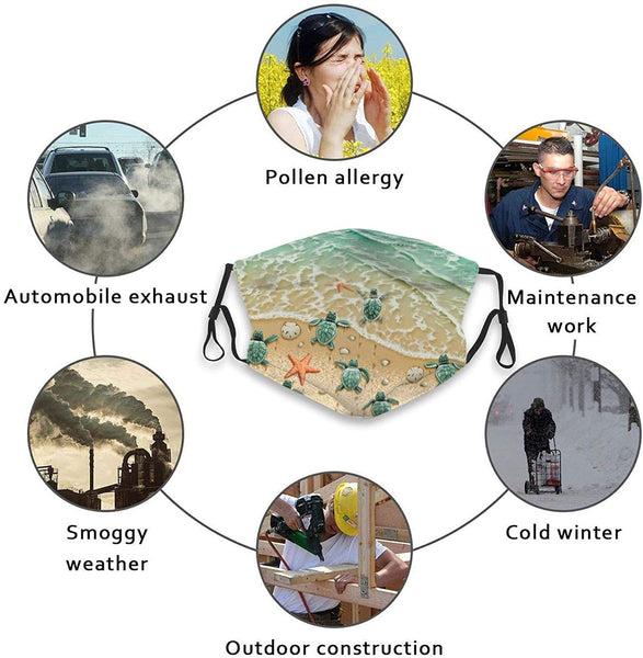 Baby Sea Turtles Face Cover Protection with Filter Pocket