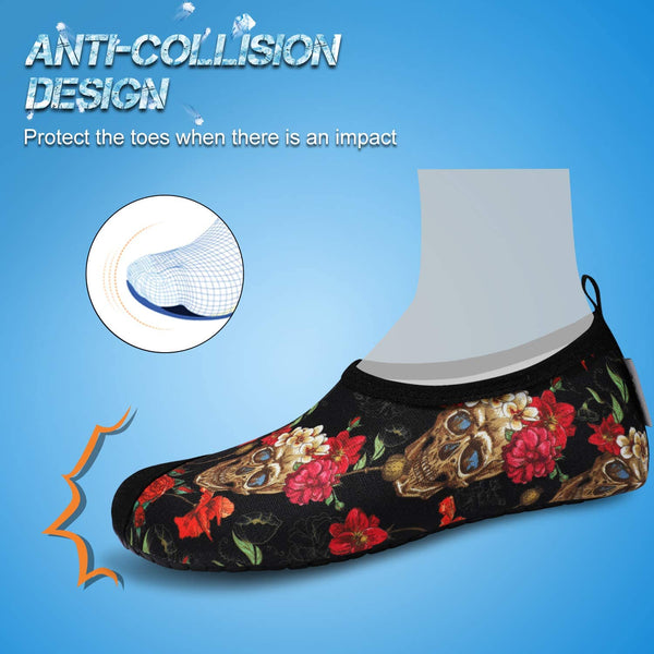 Women Skull Flower Water Barefoot Shoe