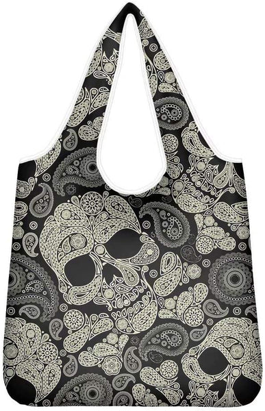 Reusable Floral Skulls Tote Storage Bag