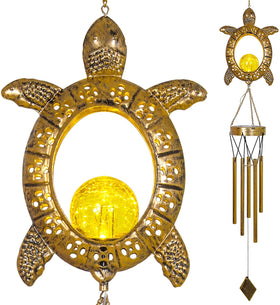 Solar Turtle Glass Ball Wind Chime