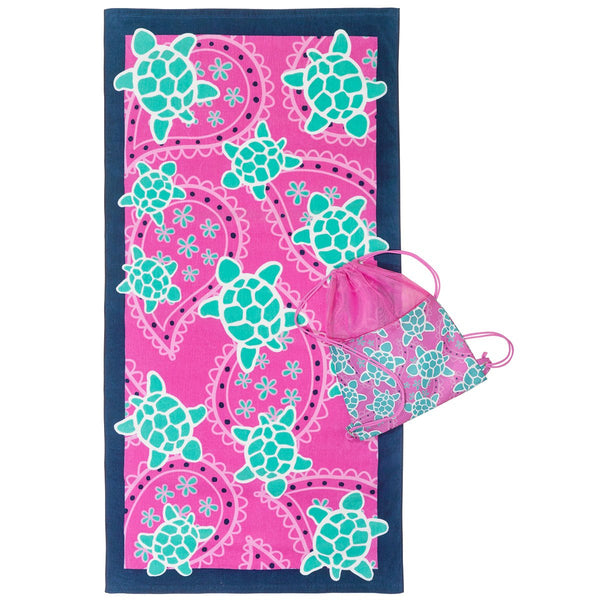 Swimming Sea Turtle Towel with Sling Bag