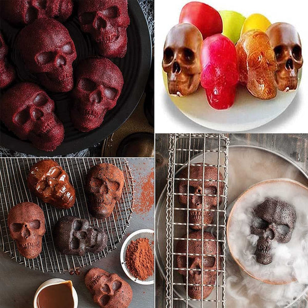 Pack of 2 BPA Free Flexible Silicone Skull Ice Mold Trays