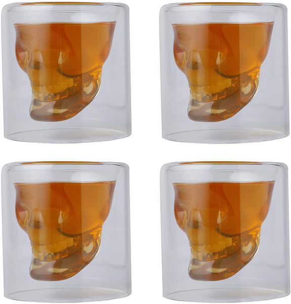 Set Of 4 Skull Shot Glasses (25ml)