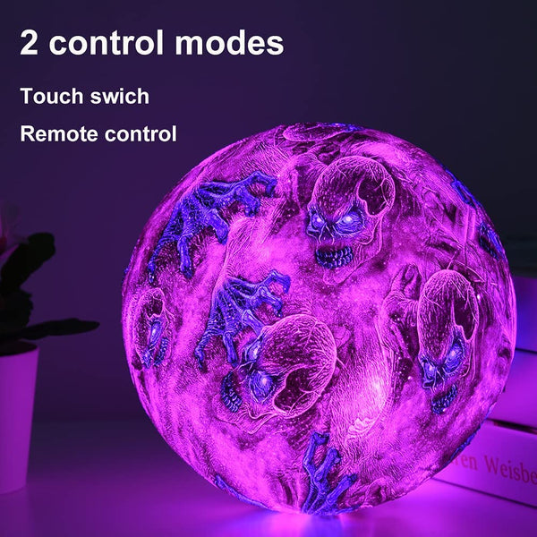 Skull Color Changing Moon Lamp (5.9 inch 16 Colors LED with Stand)