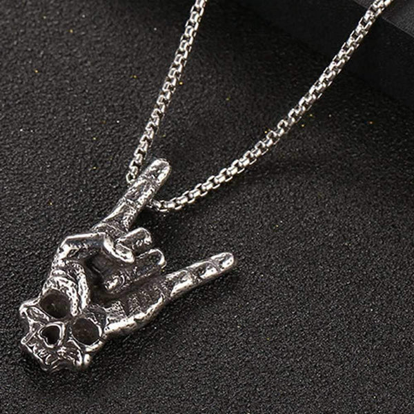 Gothic Skull Hand Style Statement Necklace