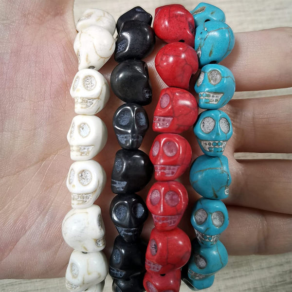 4 PCS Skull Bead Mala Handmade Elastic Bracelet