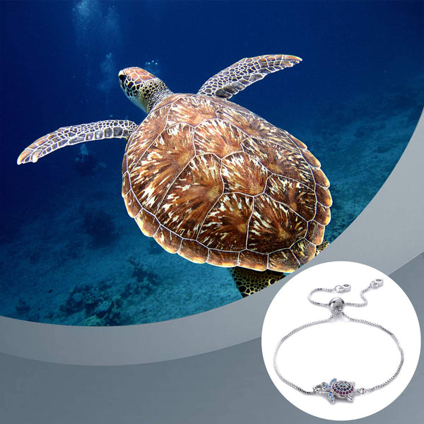 Sea Turtle Crystal Adjustable Charm Bracelet