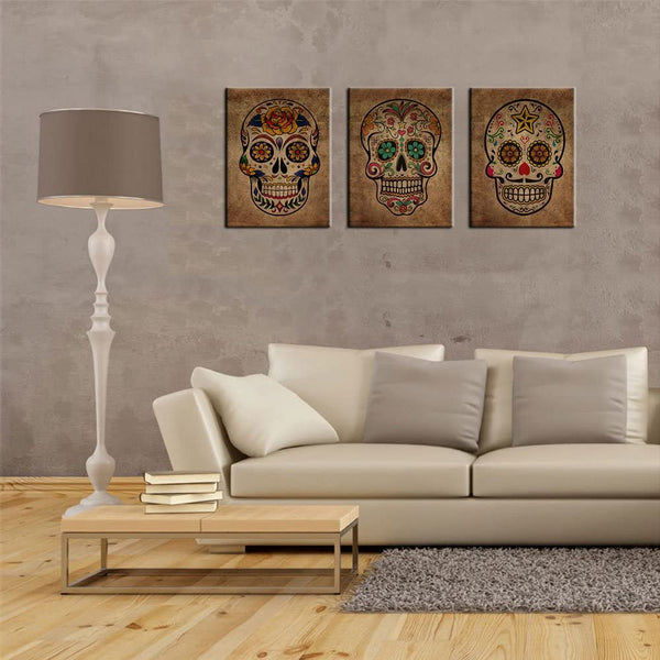 Day of The Dead Sugar Skull Canvas Wall Art Framed