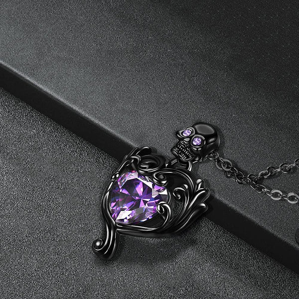 Gothic Skull Punk Heart Pendant Necklace