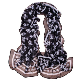 Long Chiffon Skull Scarf