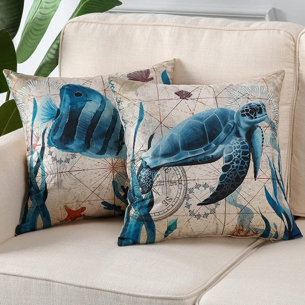 Set of 4 Sea Pillow Covers 18x18