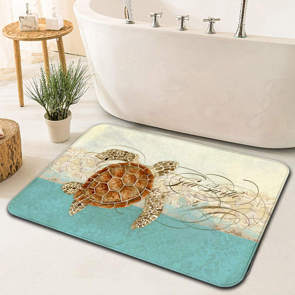 Sea Turtle Printed No Silp Floor Mat Indoor 23.6x15.8 In