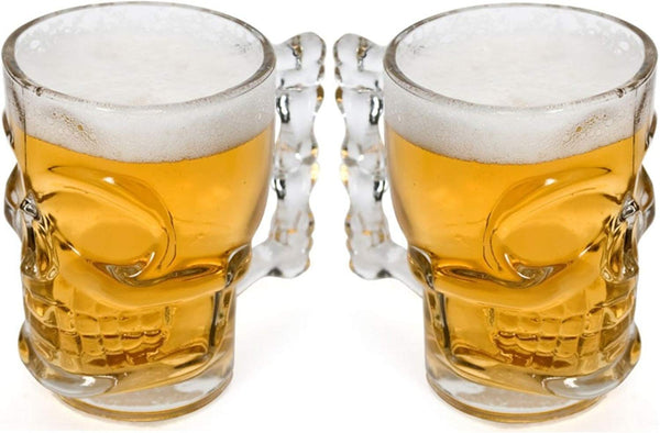 Set of 2 Skull Face Beer Mugs 17.6 oz.