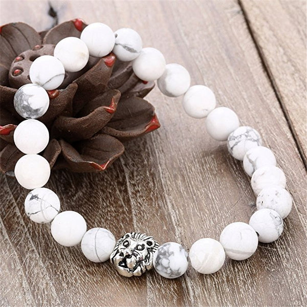 8MM Elastic Lava Rock Stone Bead Bracelet Set - Unisex