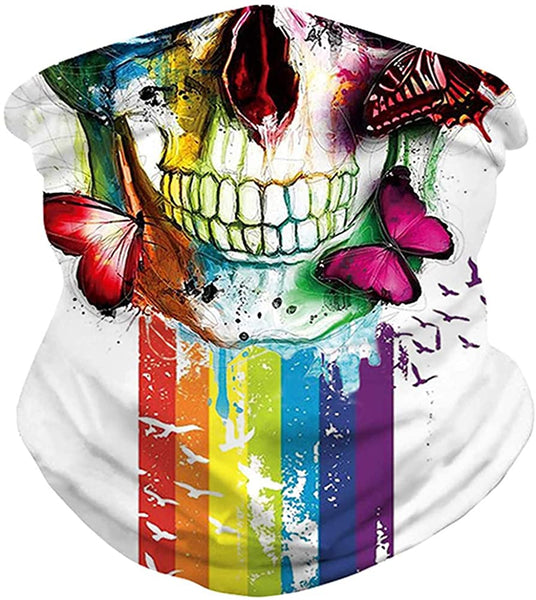 2 Pack Colorful Skull Face Tube Mask