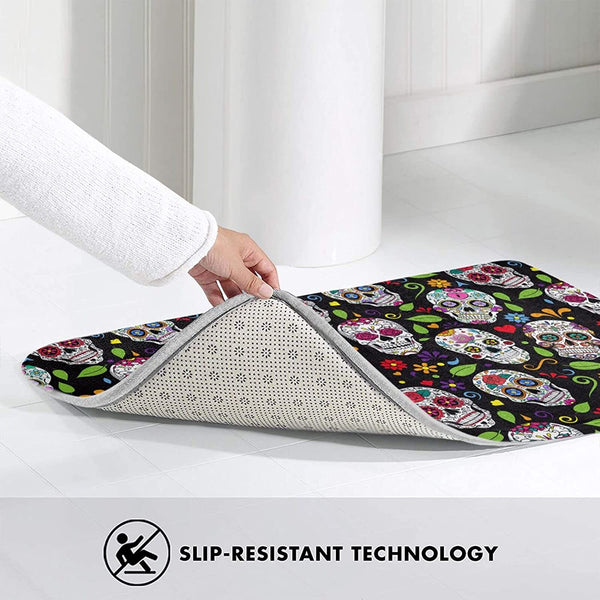 Sugar Skull Non Slip Floor Mat 19.5 X 31.5 IN
