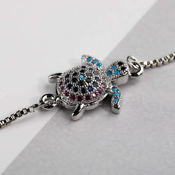 Sea Turtle Crystal Adjustable Charm Bracelet