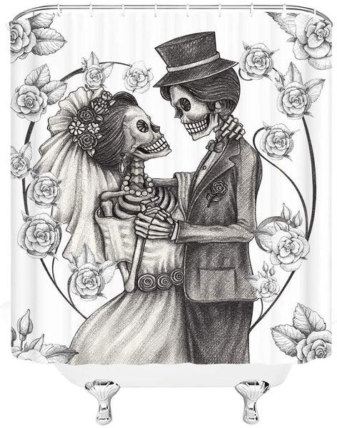 Skeleton Bride and Groom Shower Curtain