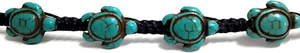 Turtle Turquoise Color Hemp Bracelet - Hawaiian Sea Turtle Bracelet - Turtles Hemp Bracelet