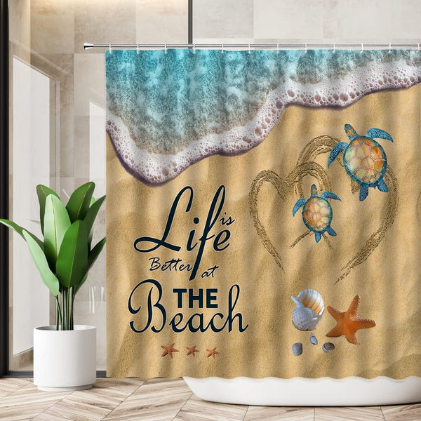 Ocean Beach Sea Turtle Shower Curtain