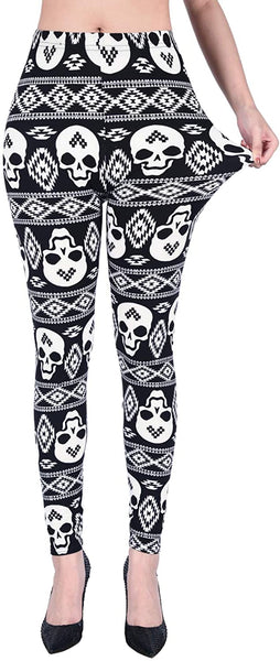 Skull Diamond Ultra Soft Elastic High Waisted Leggings