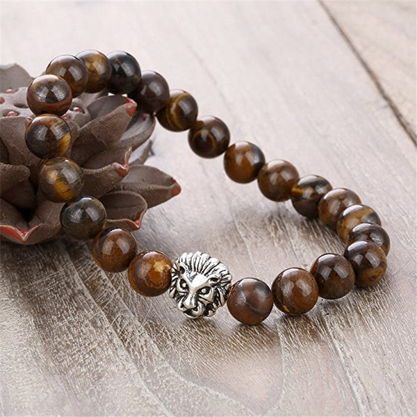 8MM Elastic Lava Rock Stone Bead Bracelet Set - Unisex